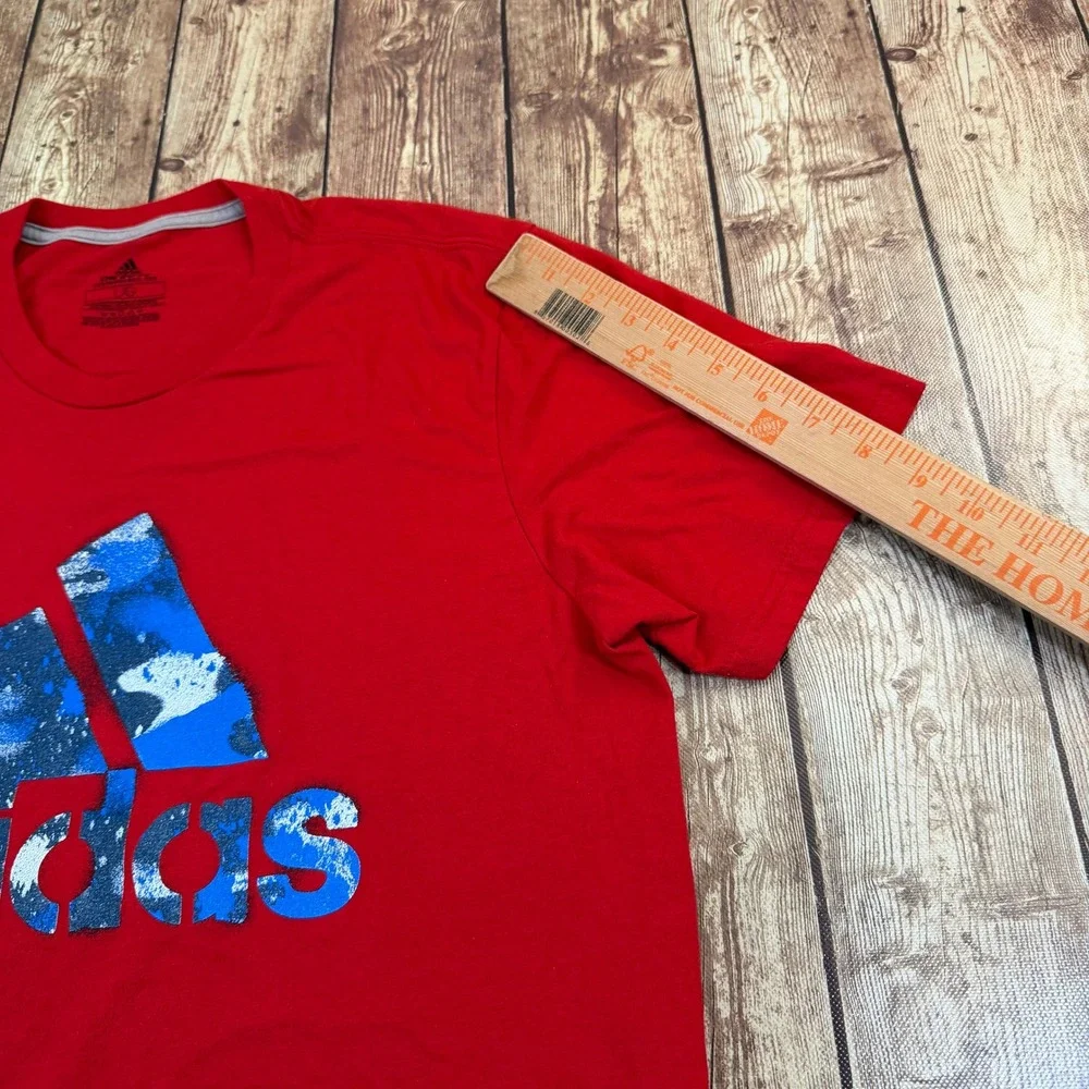 Adidas The Go-To Performance Tee Mens Large Red Climalite Graphic Logo Shirt